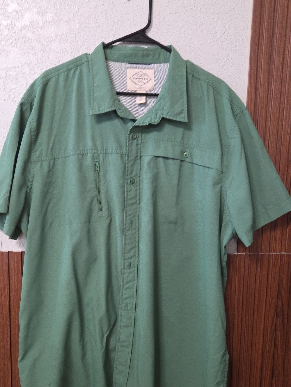 St. John's Bay Green Short-Sleeve Button-Down Shirt 2xlarge [1066]